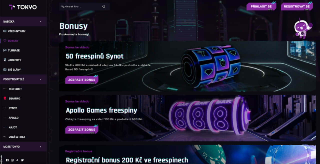 Tokyo cz casino bonus za registraci 