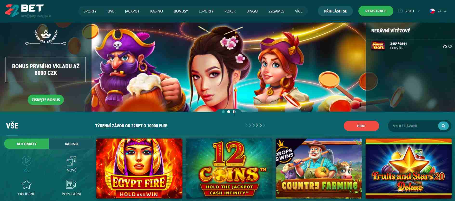 22bet casino cz