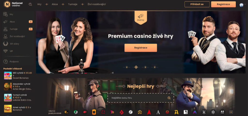 Nabídka her v National Casino