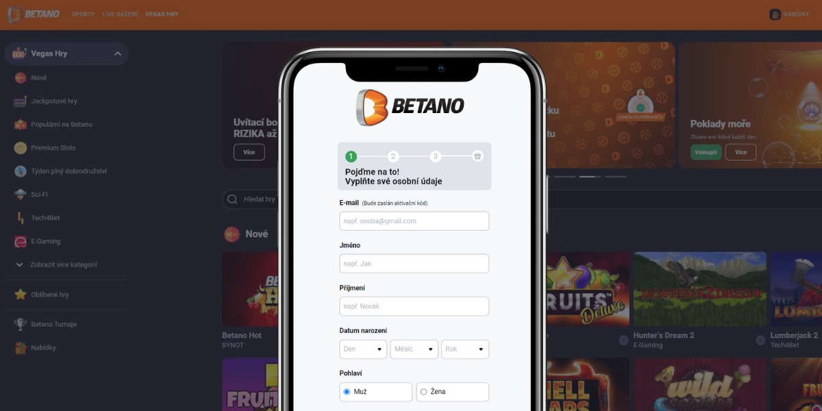 Registrace přes betano casino