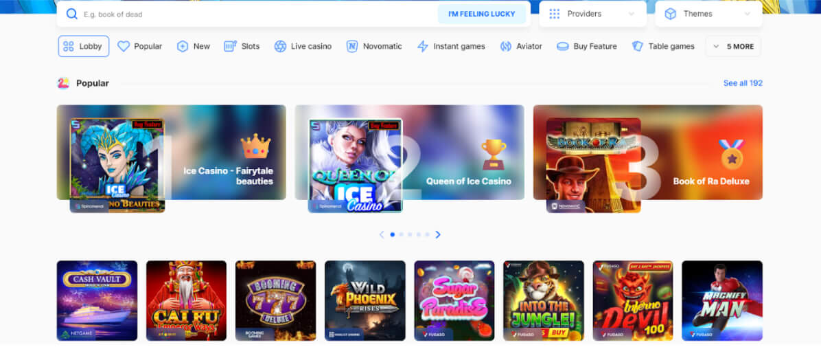 nejpopulárnějších her v Ice Casino