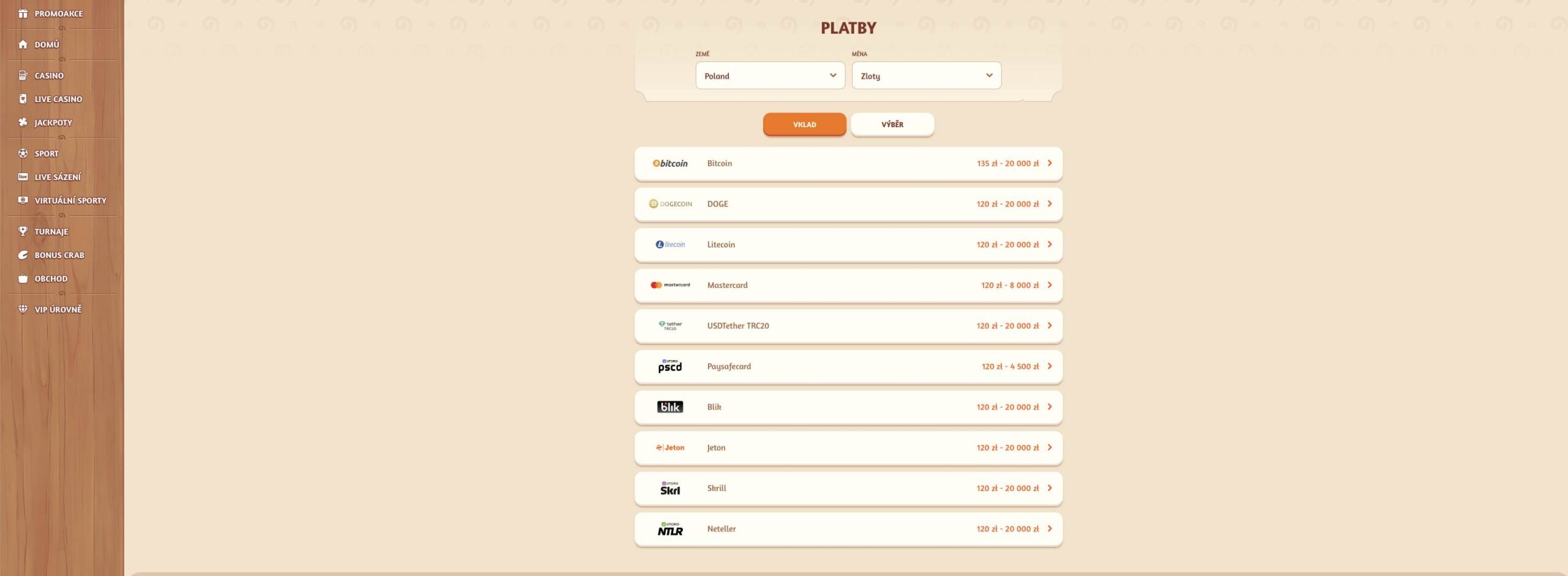 payment methods billybets