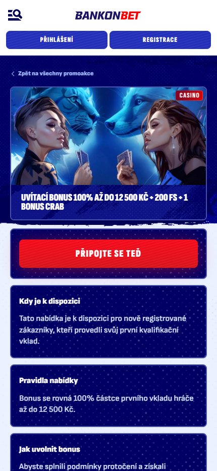 Bankonbet Casino Welcome Bonus Czech (mobile screen) , ceska-kasina.com