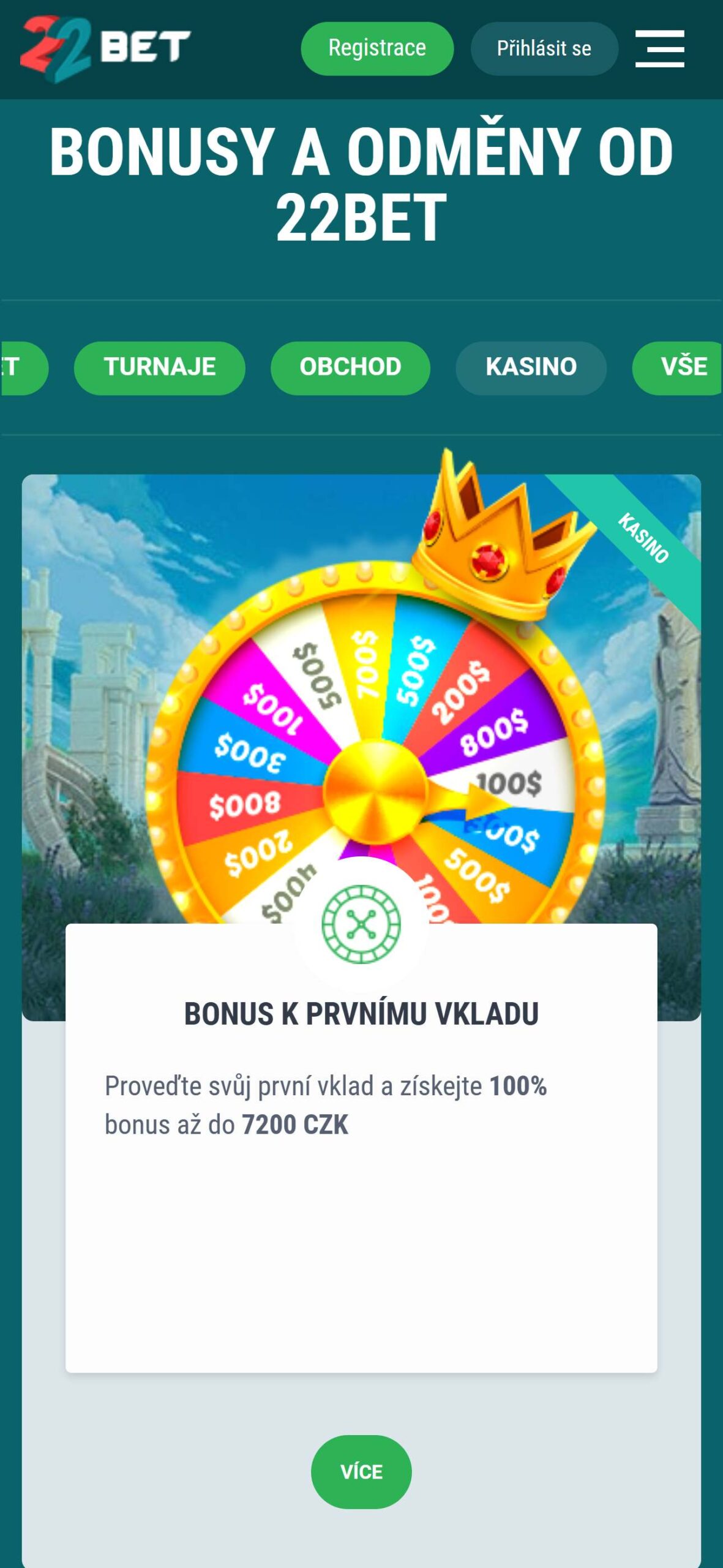 22Bet Casino Bonusy v České Republice (mobile), ceska-kasina.com